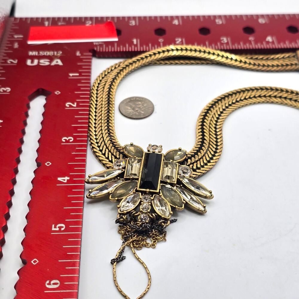 Necklace Butterfly Crystal Clustered Signed Loft Double Herringbone Chain SK3318 - Picture 8 of 10